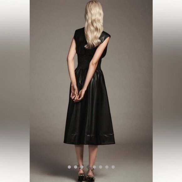 NWT Size XSP - The Tommie Smocked Front-Zip Shirt Dress Faux Leather (US$ 198) - Picture 9 of 10